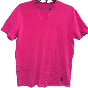 Psycho Bunny Bright Pink V-Neck Tee Size Medium